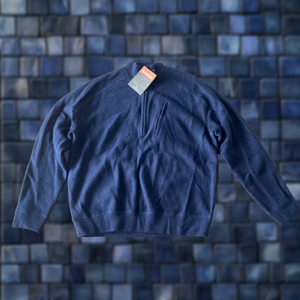 Vintage Simms 1/4 Zip Merino Wool Sweater Mens XL Navy Blue Pullover NWT Thick Size US XL / EU 56 / 4 - 1 Thumbnail