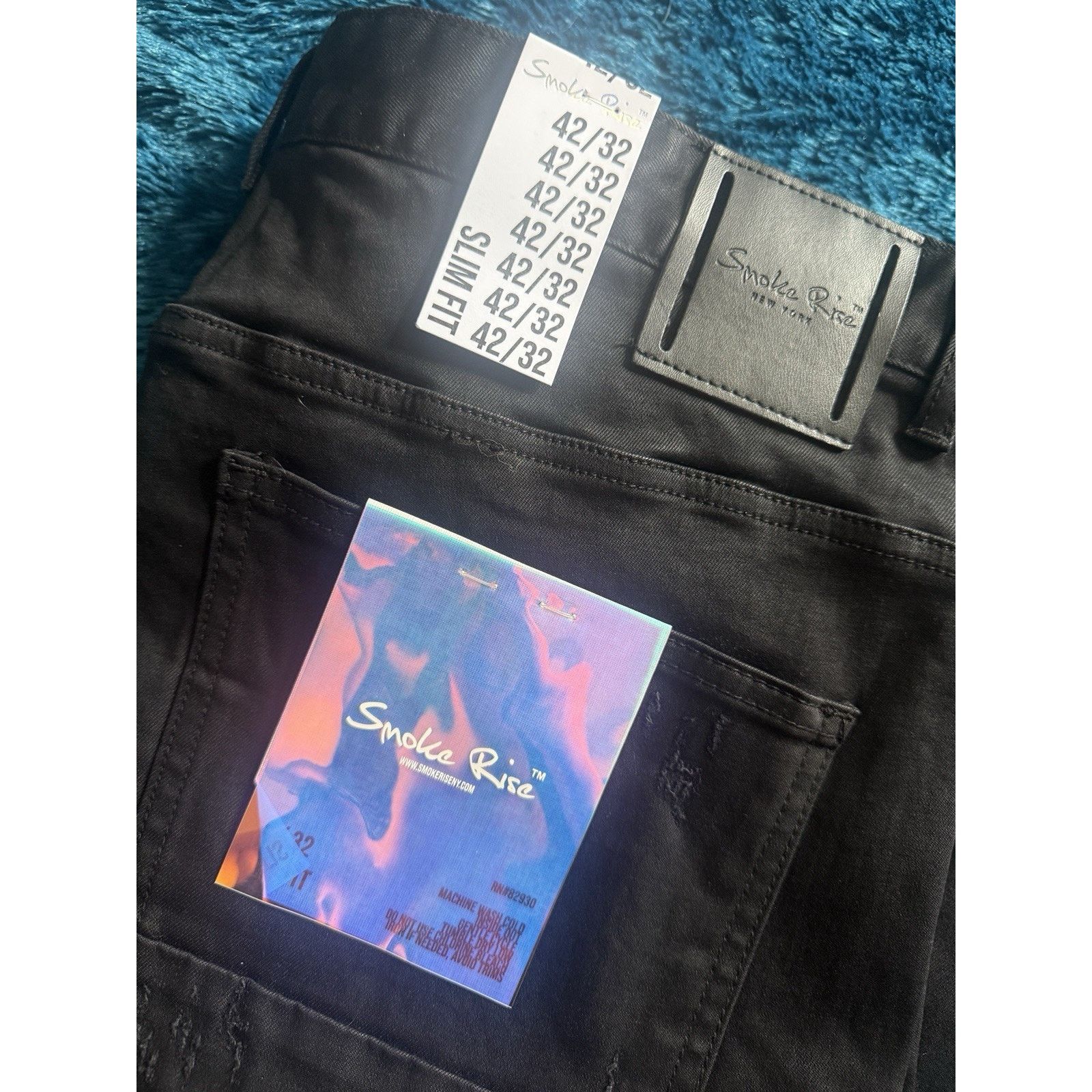 Smoke Rise Smoke Rise Men's Black Slim Distressed Denim Cotton Urban Size US 42 / EU 58 - 7 Thumbnail