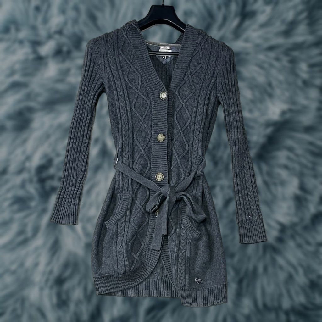 Tommy Hilfiger VINTAGE Tommy Hilfiger Gray Hooded Knit Button Sweater Women's Size S Cardigan, Knit, Button, Hooded, Gray, Women, Size Small Size S / US 4 / IT 40 - 1 Thumbnail