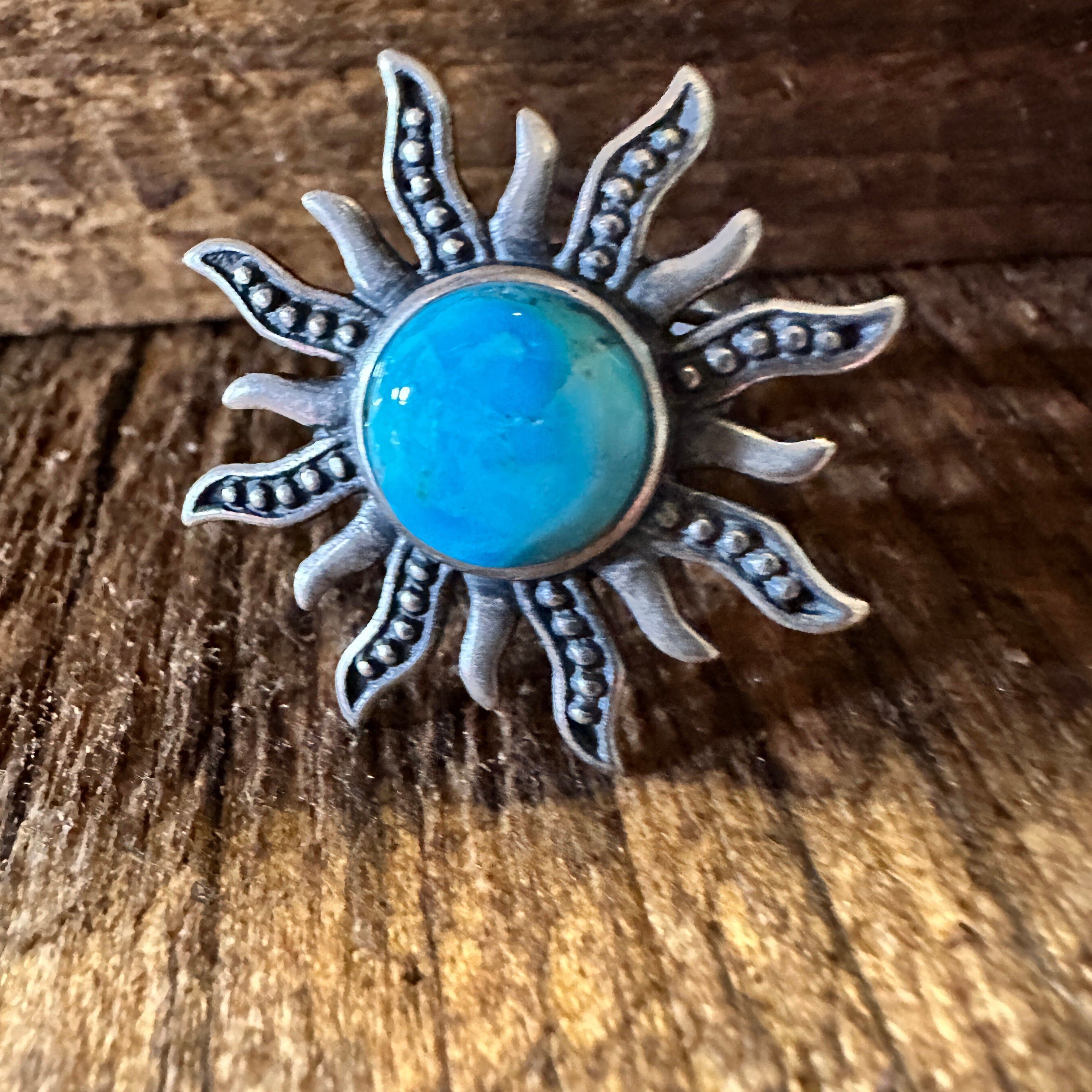 Other Turquoise Sunburst Cuff Ring in Sterling Silver - Native Ame Size ONE SIZE - 1 Thumbnail