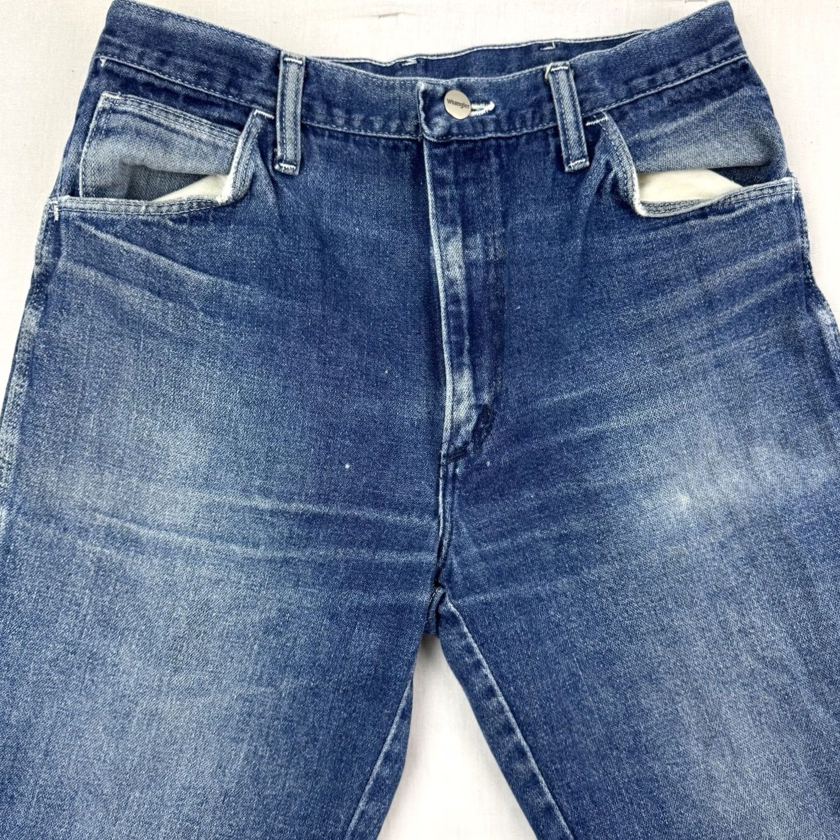 Wrangler VINTAGE Wrangler Jeans Men 28x29 Zip USA 70s 80s Cowboy Hippie Denim Blue Cotton Straight Made In USA Size US 28 / EU 44 - 2 Thumbnail