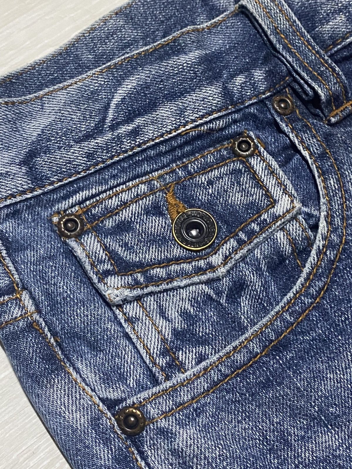 Tornado Mart 💥Flare💥Nylaus Distressed Denim Twist leg Pants Size US 32 / EU 48 - 13 Thumbnail