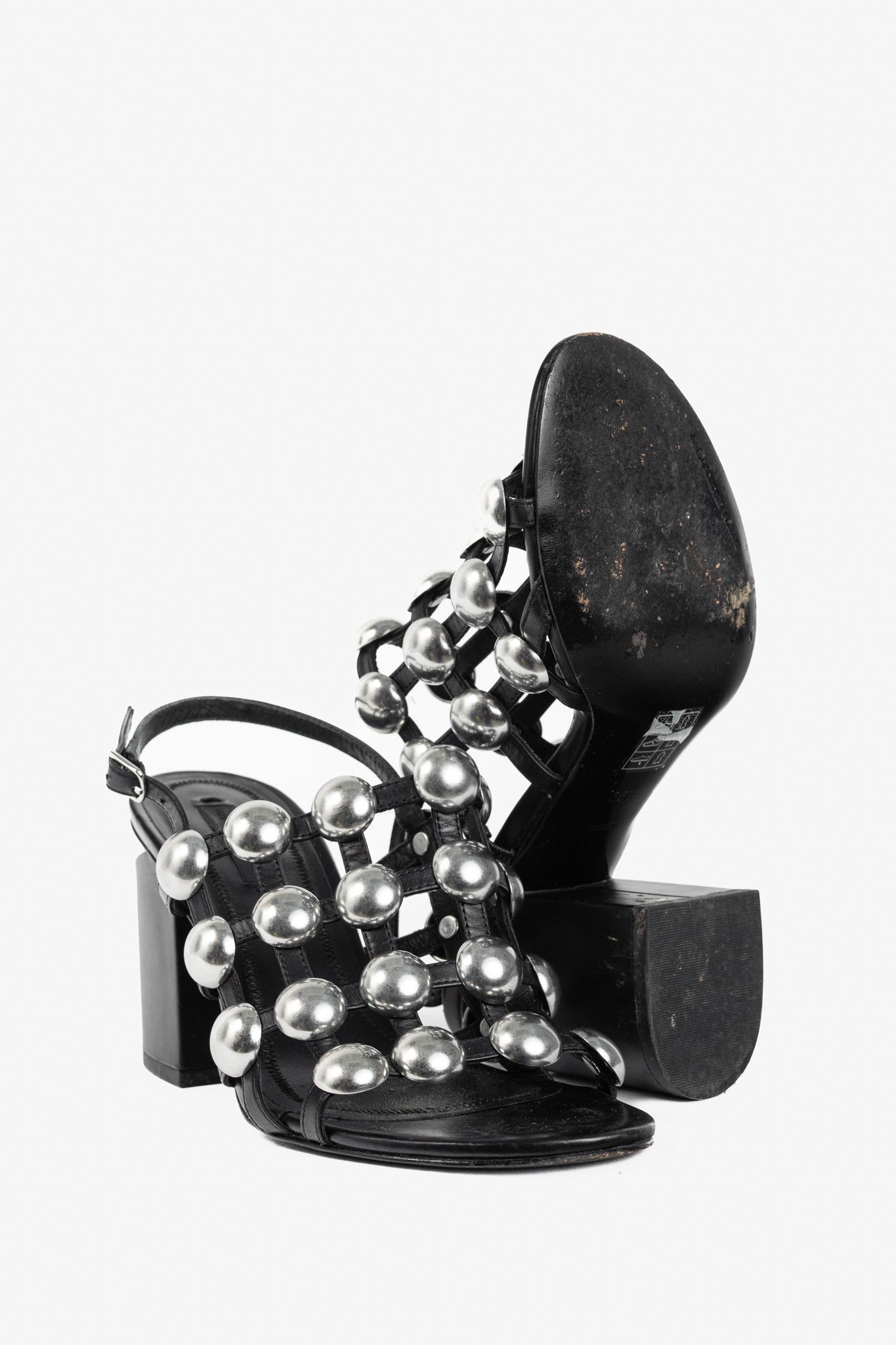 Alexander Wang Alexander Wang Nadia Black Leather Studded-Cage Sandals Size US 6 / IT 36 - 4 Thumbnail