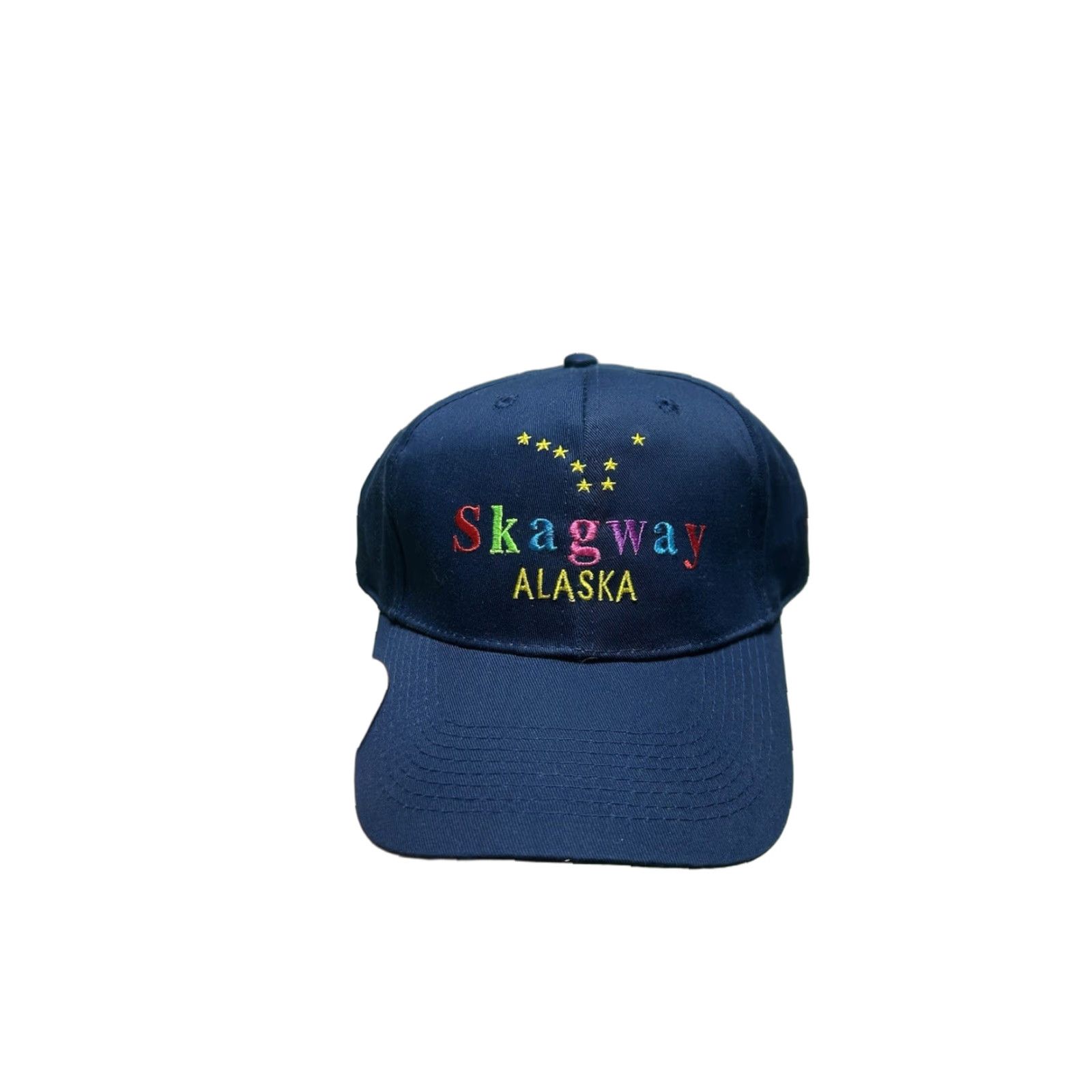 Rainbow VINTAGE Rainbow SnapBack Hat Cap Skagway Alaska Flag Big Dipper Stars Navy Blue Rainbow Men Adjustable Cap Size ONE SIZE - 1 Thumbnail