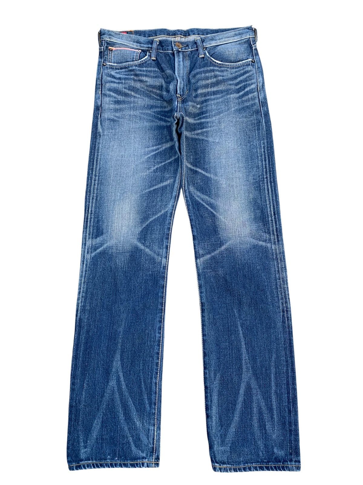 Kapital VINTAGE EDWIN 505zx SELVEDGE BUCKLE BACK DISTRESSED DENIM Size US 35 - 2 Thumbnail