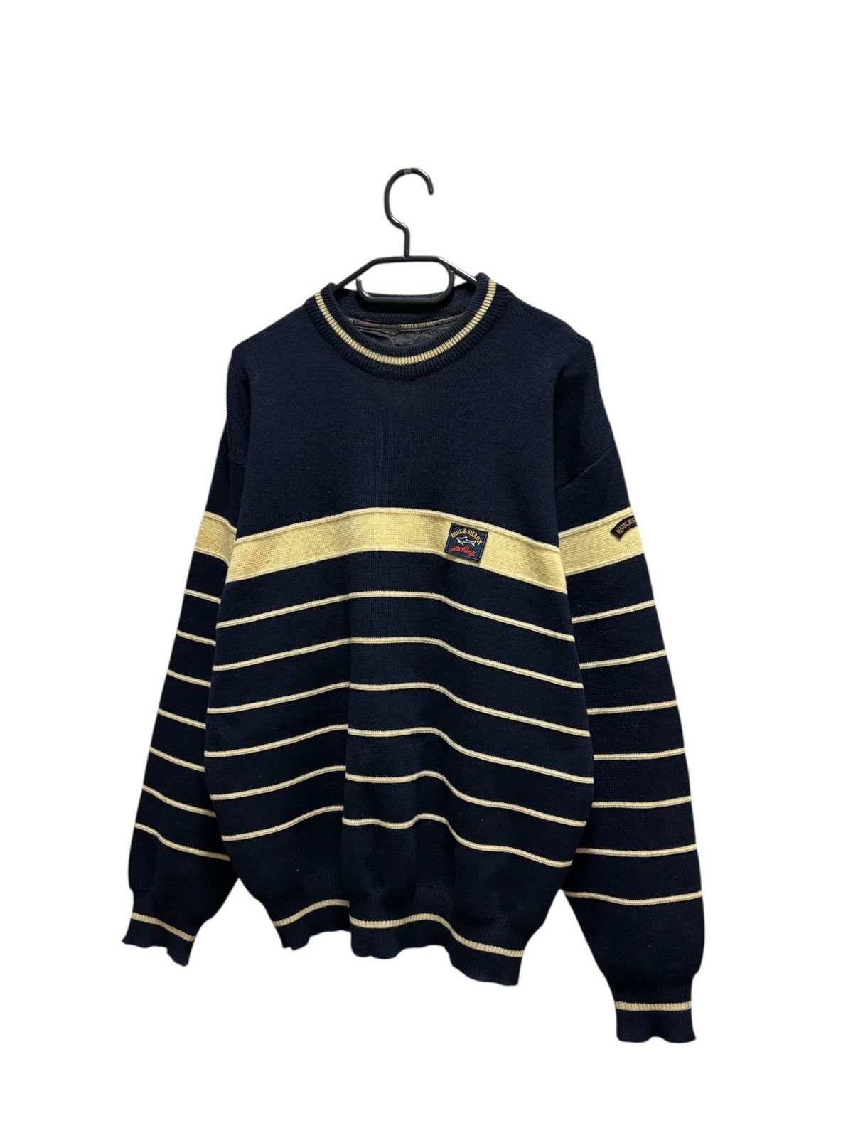 Paul & Shark Paul Shark Sweater Wool Crewneck Striped Italy Designer Size US L / EU 52-54 / 3 - 3 Thumbnail