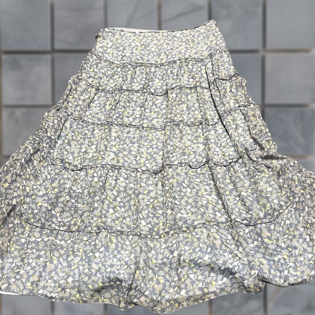 Vintage Sundance Maxi Skirt Women 12 Tiered Floral Silk Long Blue Lined Size 34" / US 12 / IT 48 - 1 Thumbnail