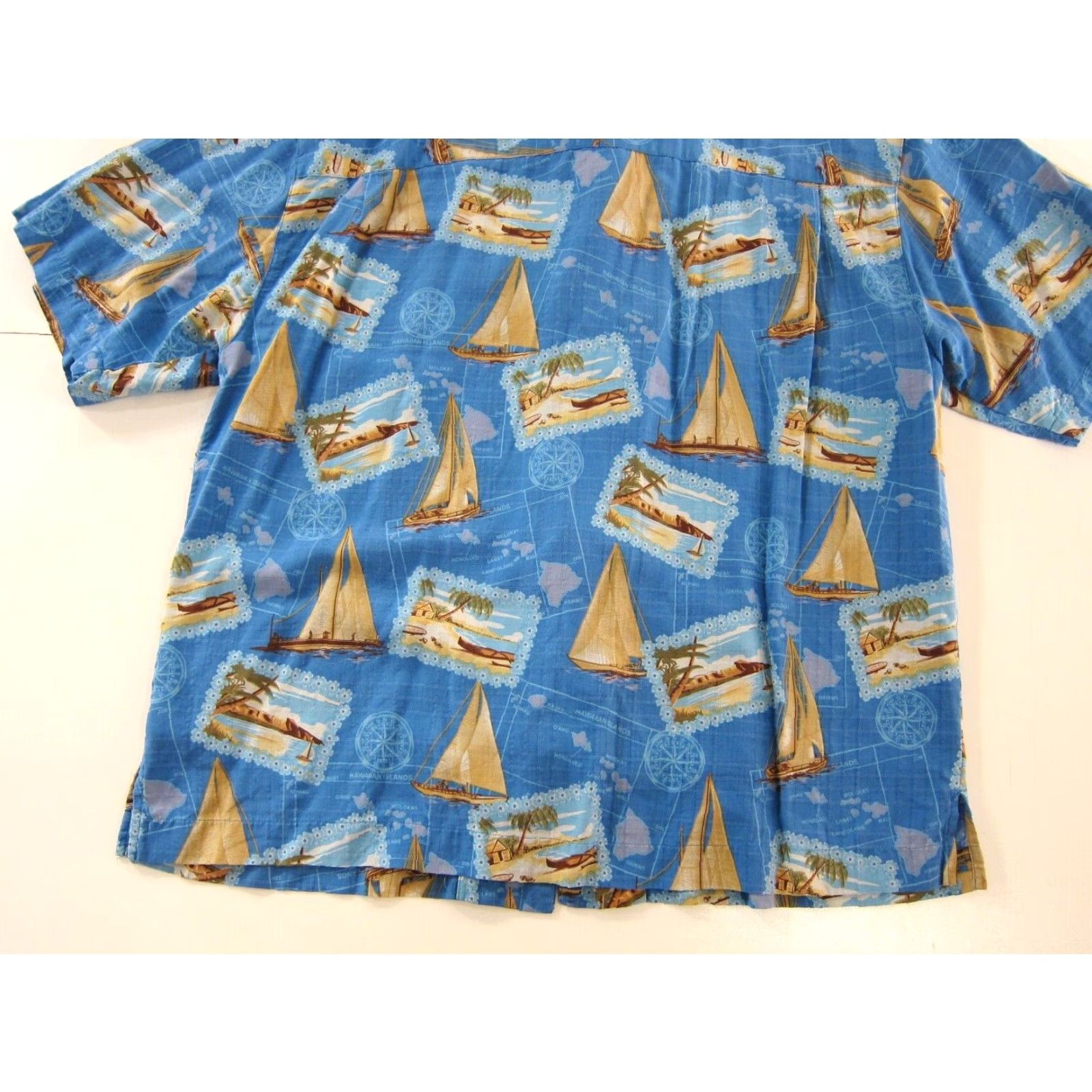 Vintage Bermuda Bay Shirt XXL Bermuda Bay 100% Silk Sailboat Blue Yellow Floral Button Down Hawaiian Shirt Mens Size US XXL / EU 58 / 5 - 6 Thumbnail