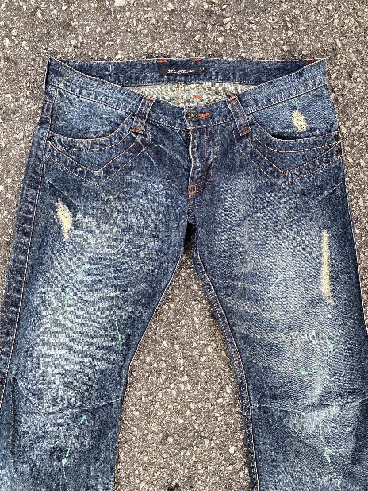 If Six Was Nine × Japanese Brand Flared Root Three Style Distressed Splatter Design Denim Size US 34 / EU 50 - 3 Thumbnail