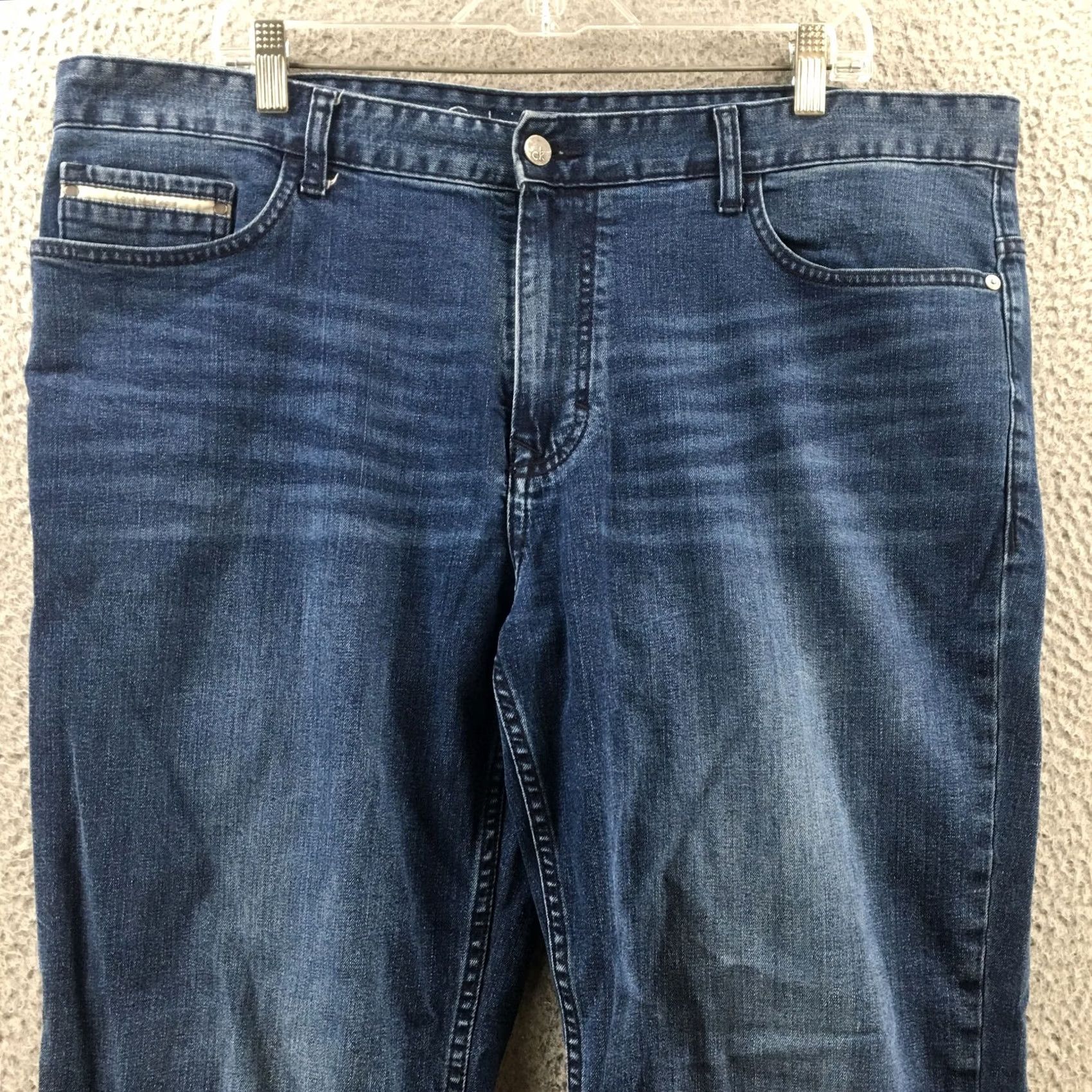 Calvin Klein Calvin Klein Jeans Mens 38 Blue Denim Straight Leg Zip Mid Rise 5-Pocket Casual Regular Everyday Mens Size US 38 / EU 54 - 2 Thumbnail