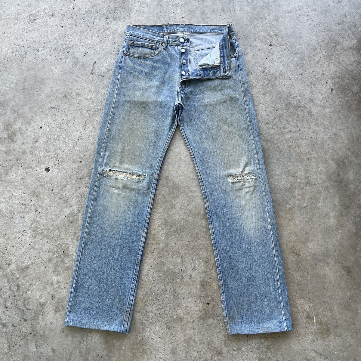 Jean 90s Vintage Levi’s 501 Rusty USA Jeans Distress Faded Pants Size US 31 - 1 Thumbnail