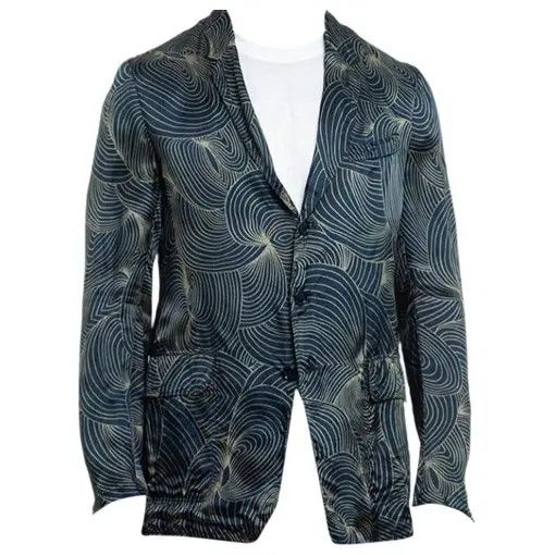 Dries Van Noten o1tko10426 Geometric Satin Light Blazer Jacket in Multicolor Size US M / EU 48-50 / 2 - 1 Thumbnail