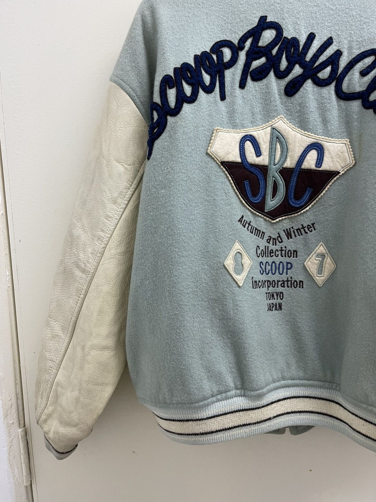 Vintage Scoop Boys Club Wool Leather Varsity Jacket Size US L / EU 52-54 / 3 - 3 Thumbnail