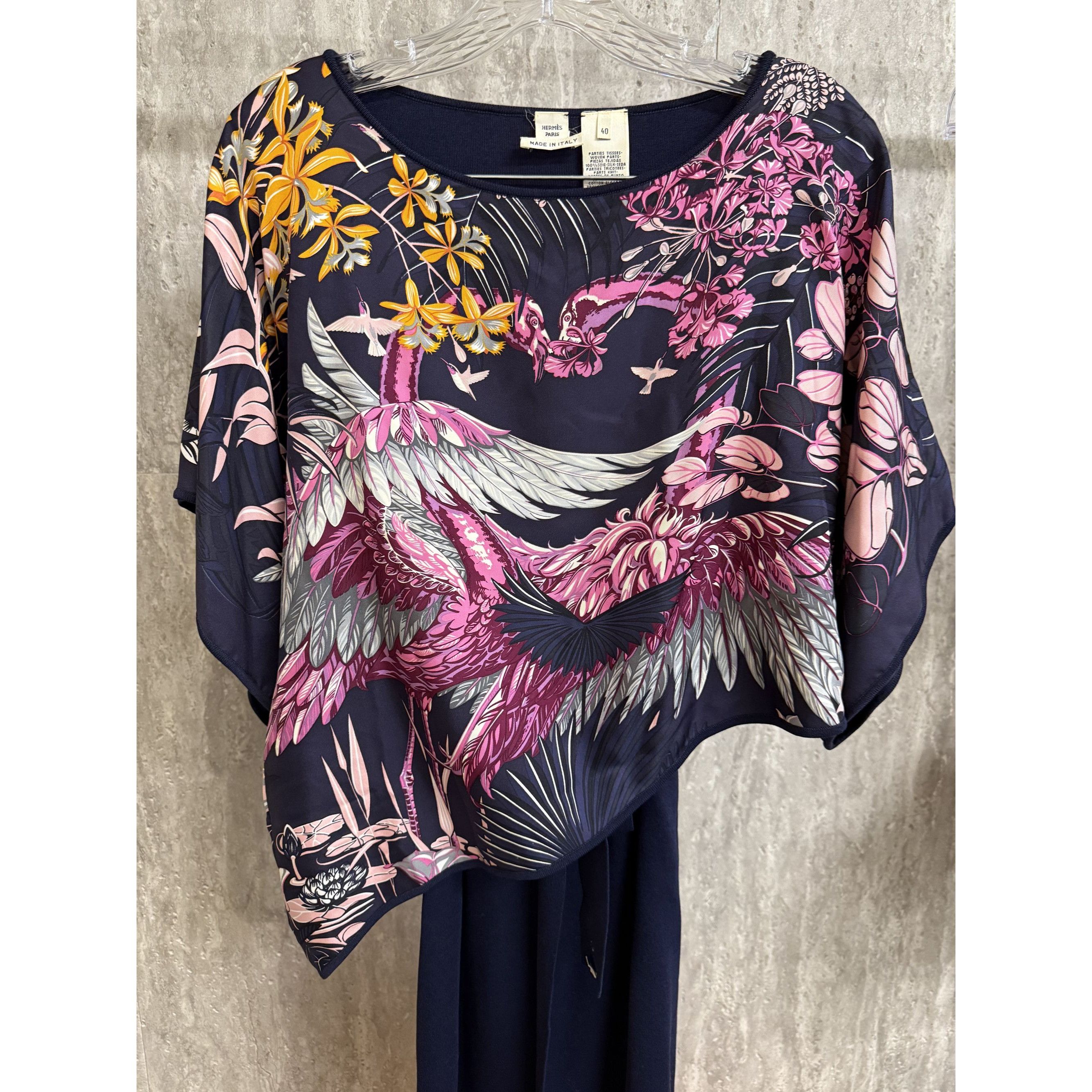 Hermes Hermès Paris Silk Poncho Dress With Vibrant Crane & Floral P Size S / US 4 / IT 40 - 5 Thumbnail