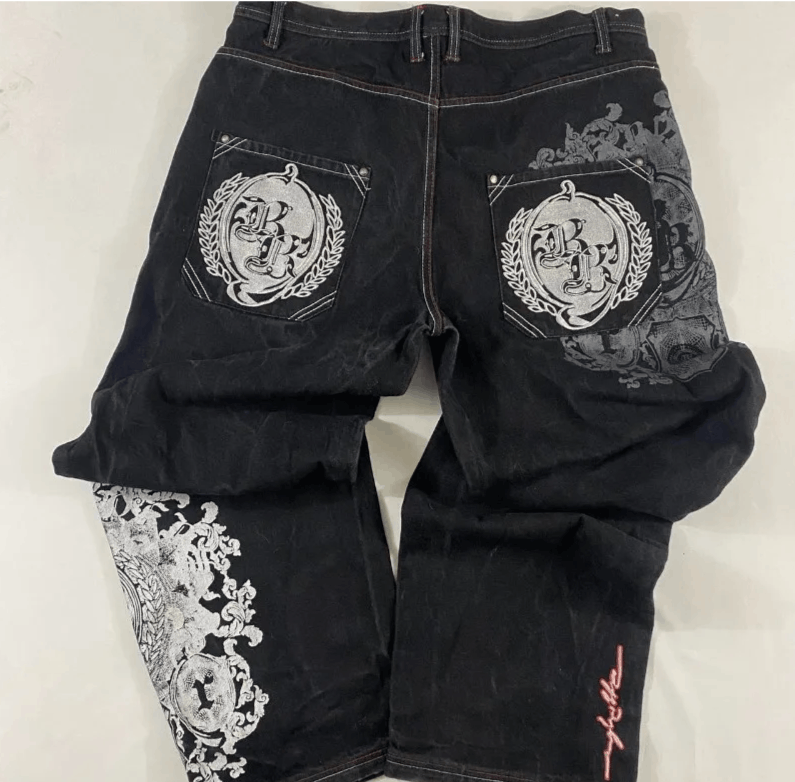 Japanese Brand Pattern Letters Baggy Jean Size US 36 / EU 52 - 1 Thumbnail