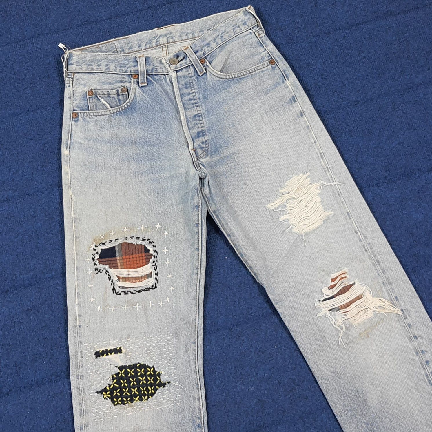 Levi's Vintage Levi’s 501 Custom Sashiko Repair Distressed C297N11 Size US 28 / EU 44 - 2 Thumbnail