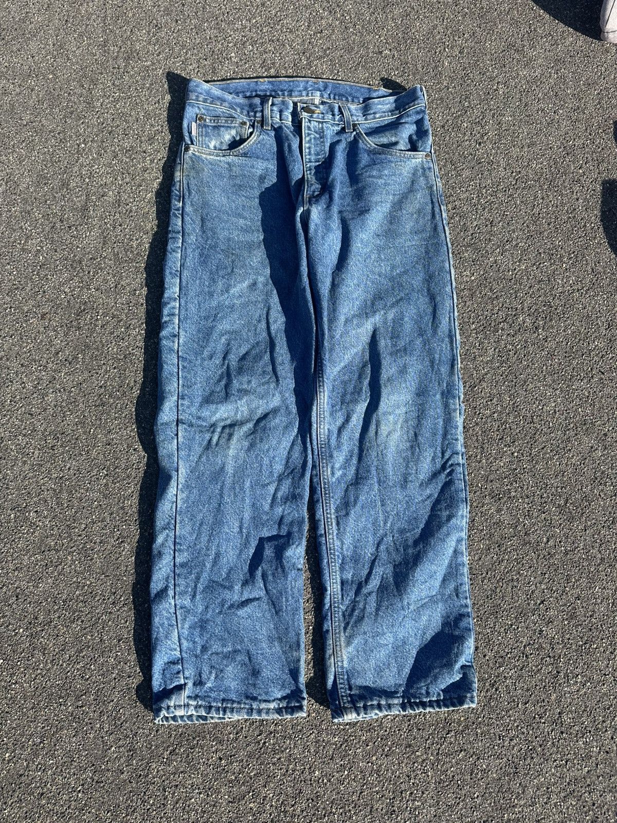 Carhartt Flannel insulated heavy Carhartt blue denim jeans size 33/30 Size US 33 - 3 Thumbnail