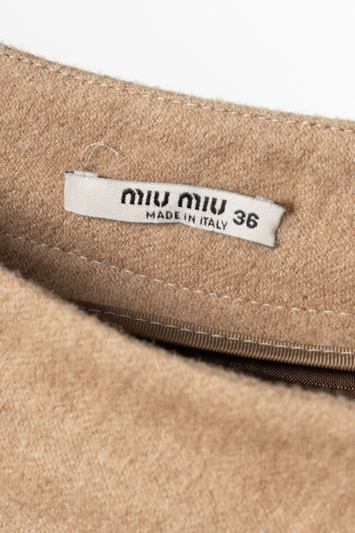 Miu Miu Miu Miu AW07 Runway Tan Wool & Camel Pleated Skirt Size 25" / US 0 / IT 36 - 7 Thumbnail