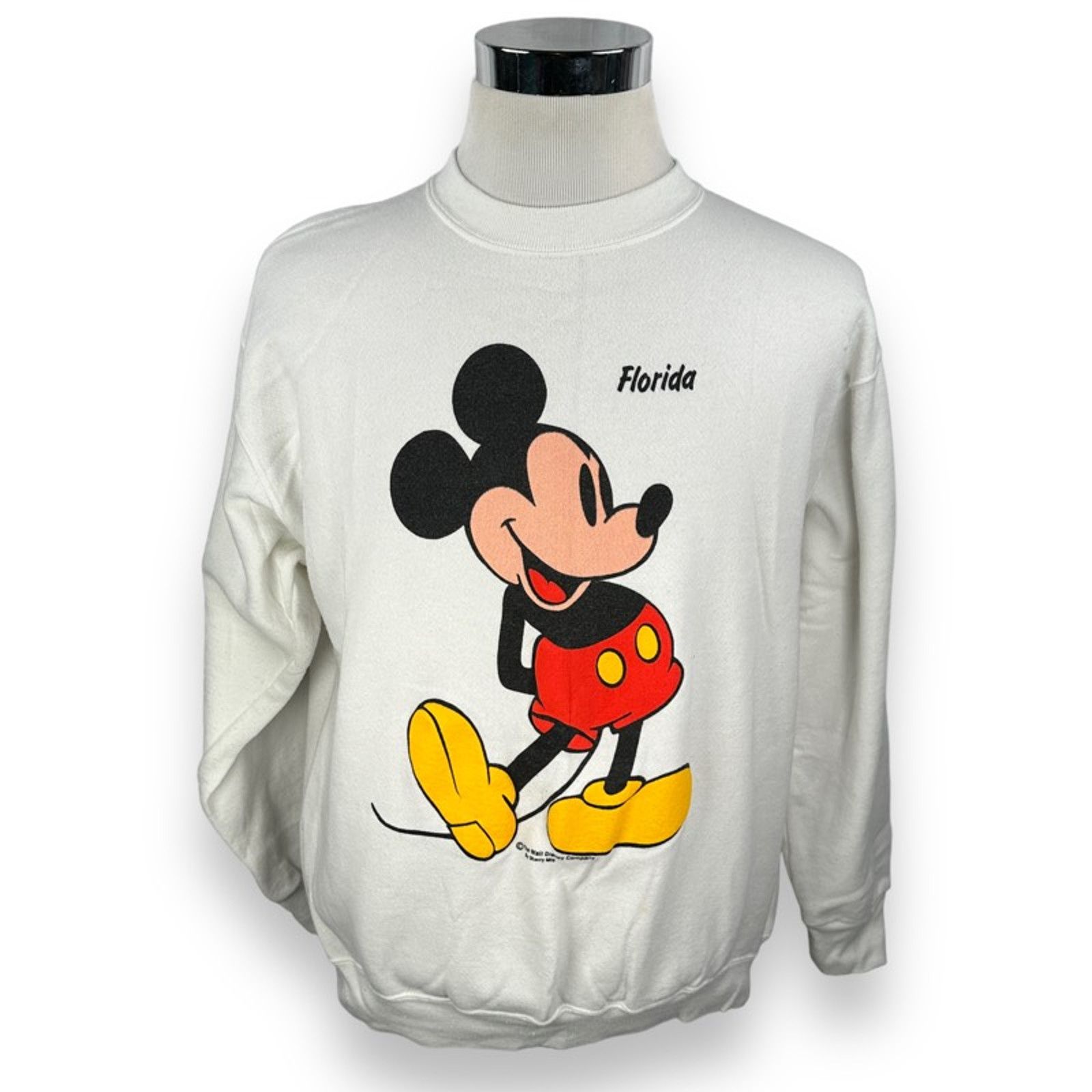 Tultex Vintage Disney Mickey Mouse Sweatshirt L White USA Florida Size US L / EU 52-54 / 3 - 1 Thumbnail