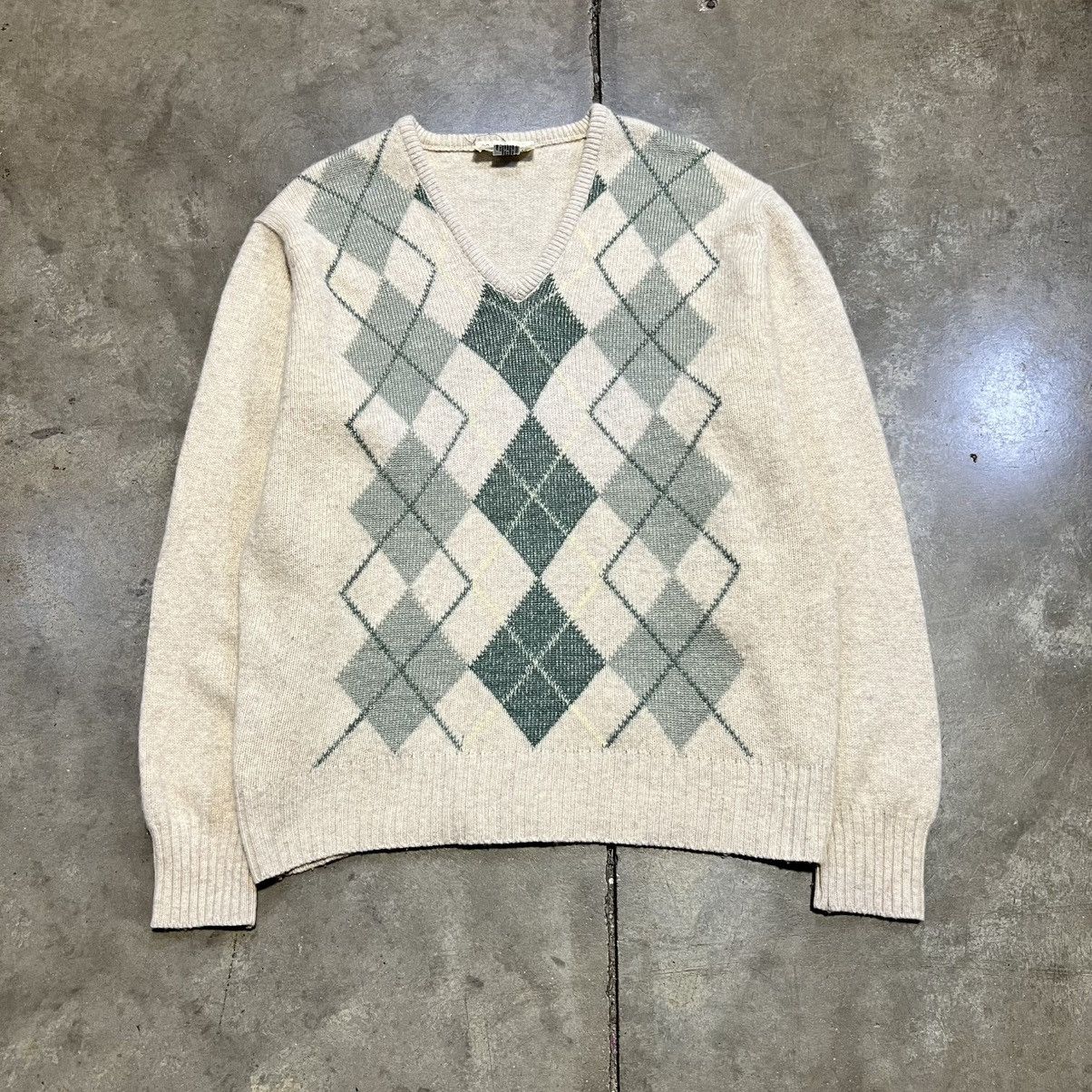 Vintage Vintage 80s Argyle Plaid Wool Sweater Scottland V Neck Ivy Size US L / EU 52-54 / 3 - 1 Thumbnail