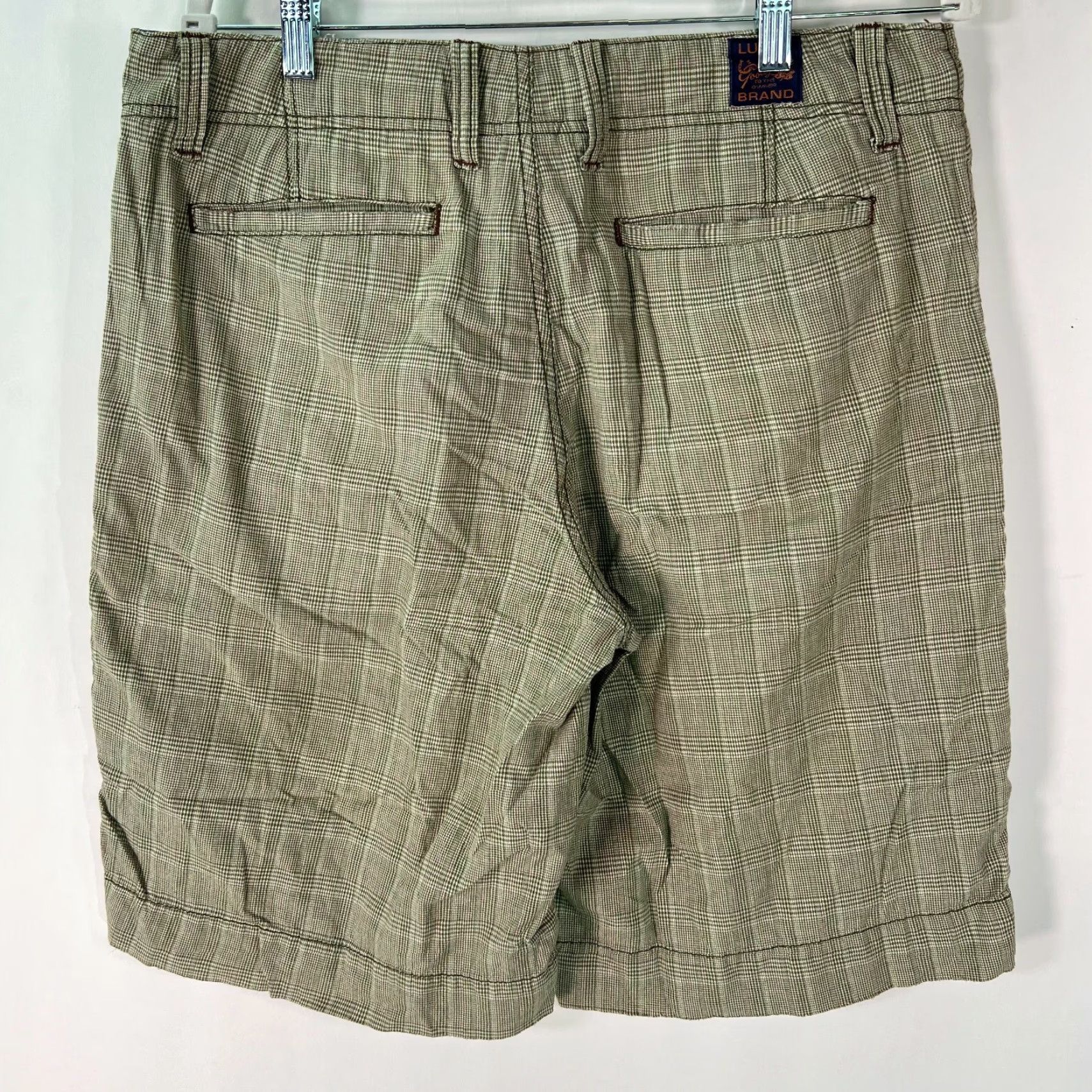 Lucky Brand Lucky Brand Shorts Bermuda Men Plaid Flat Front Mid Rise Cotton 33 Green Regular Waist 34 Inseam 11in Casual Mens Size US 34 / EU 50 - 2 Thumbnail