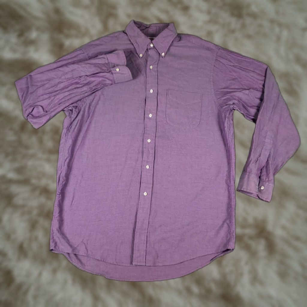 Brooks Brothers Brooks Brothers Shirt Mens 16 Purple Dress Button Up Long Sleeve Plaid Button-Front Casual Workwear Business Formal Classic American Modern Size 42R - 1 Thumbnail