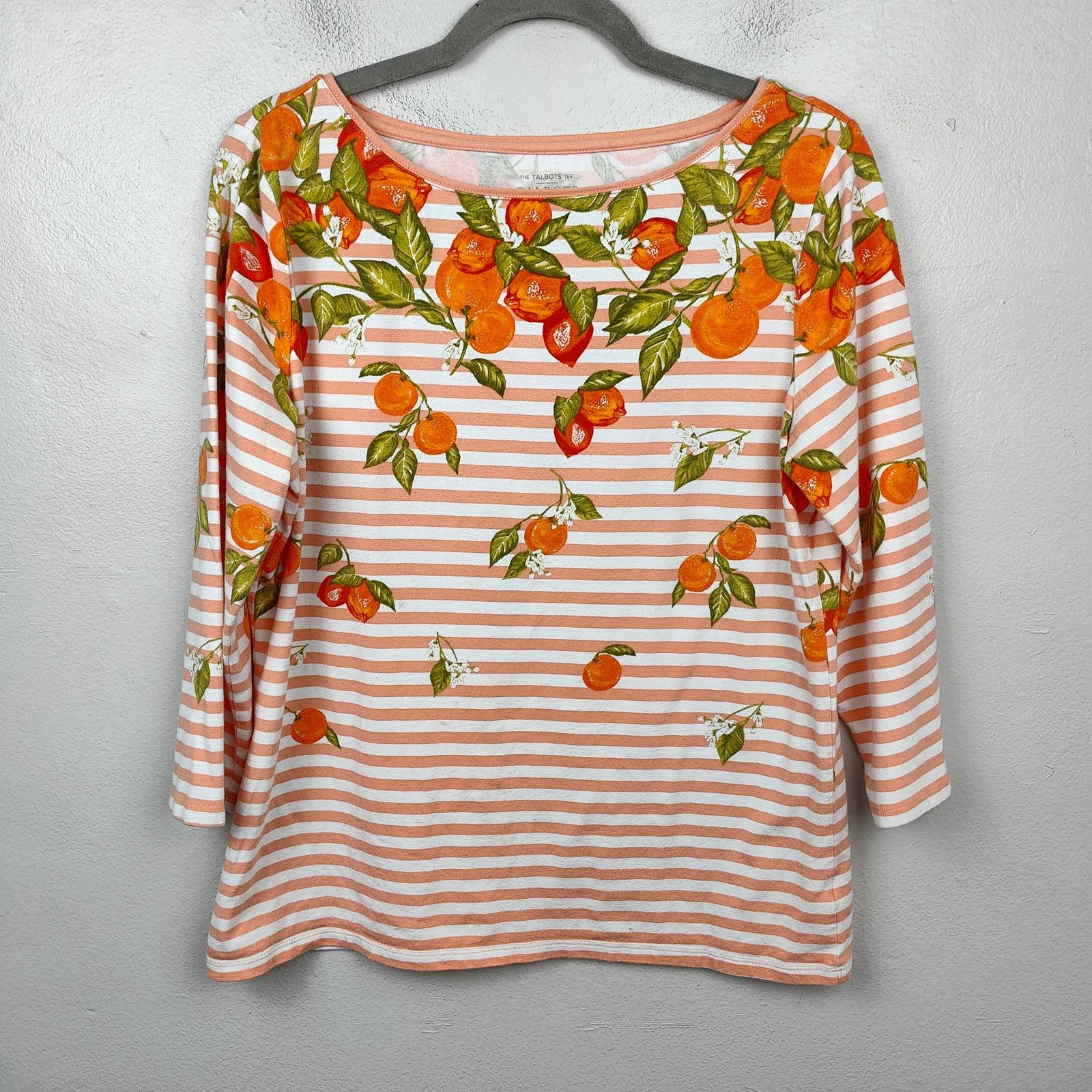 Other Talbots Tee Womens Large Orange Stripe Print 3/4 Sleeve Pima Size M / US 6-8 / IT 42-44 - 1 Thumbnail