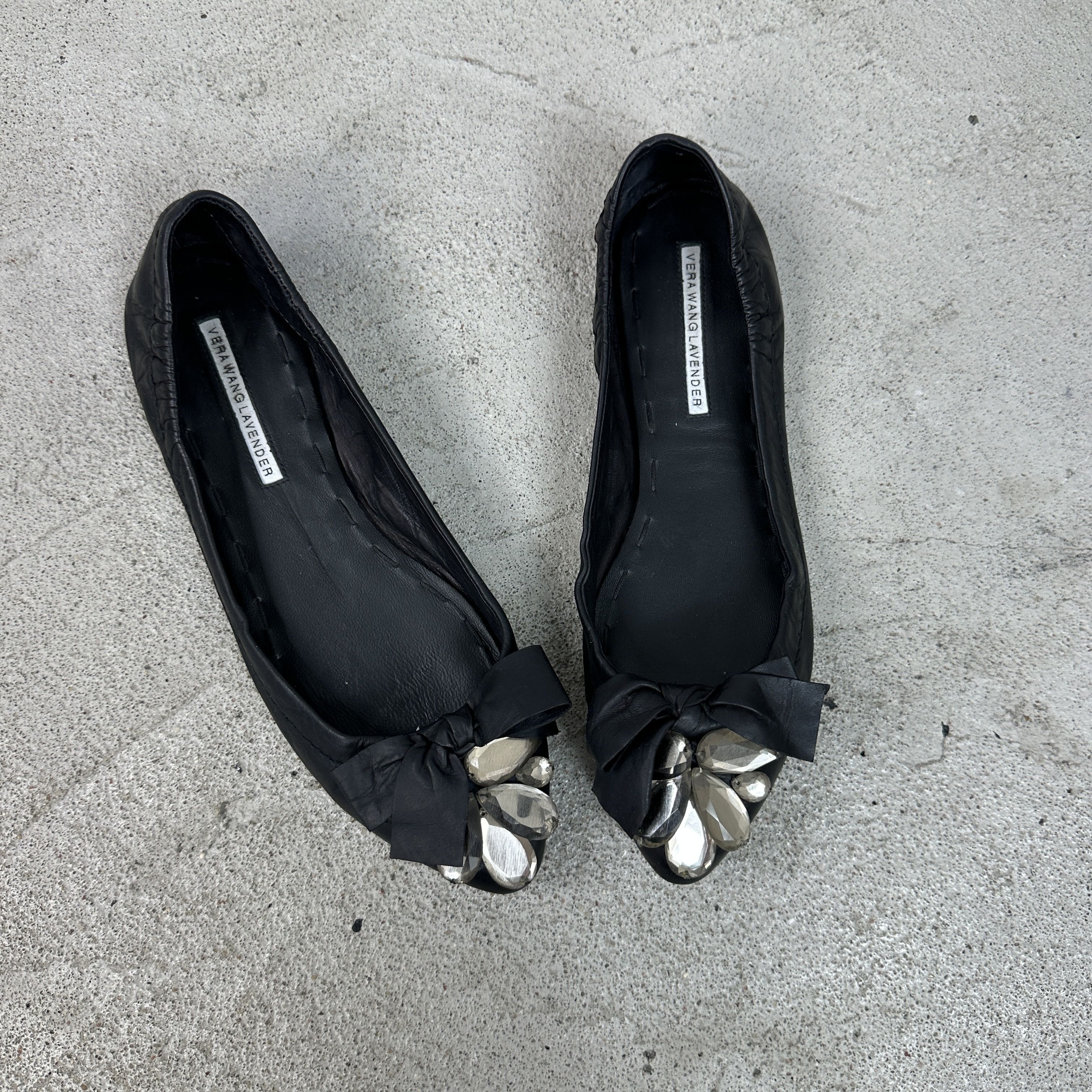 Vera Wang × Vintage Vintage Avant Garde Leather Opium Vera Wang 00s Balletflats Size US 7 / IT 37 - 2 Thumbnail