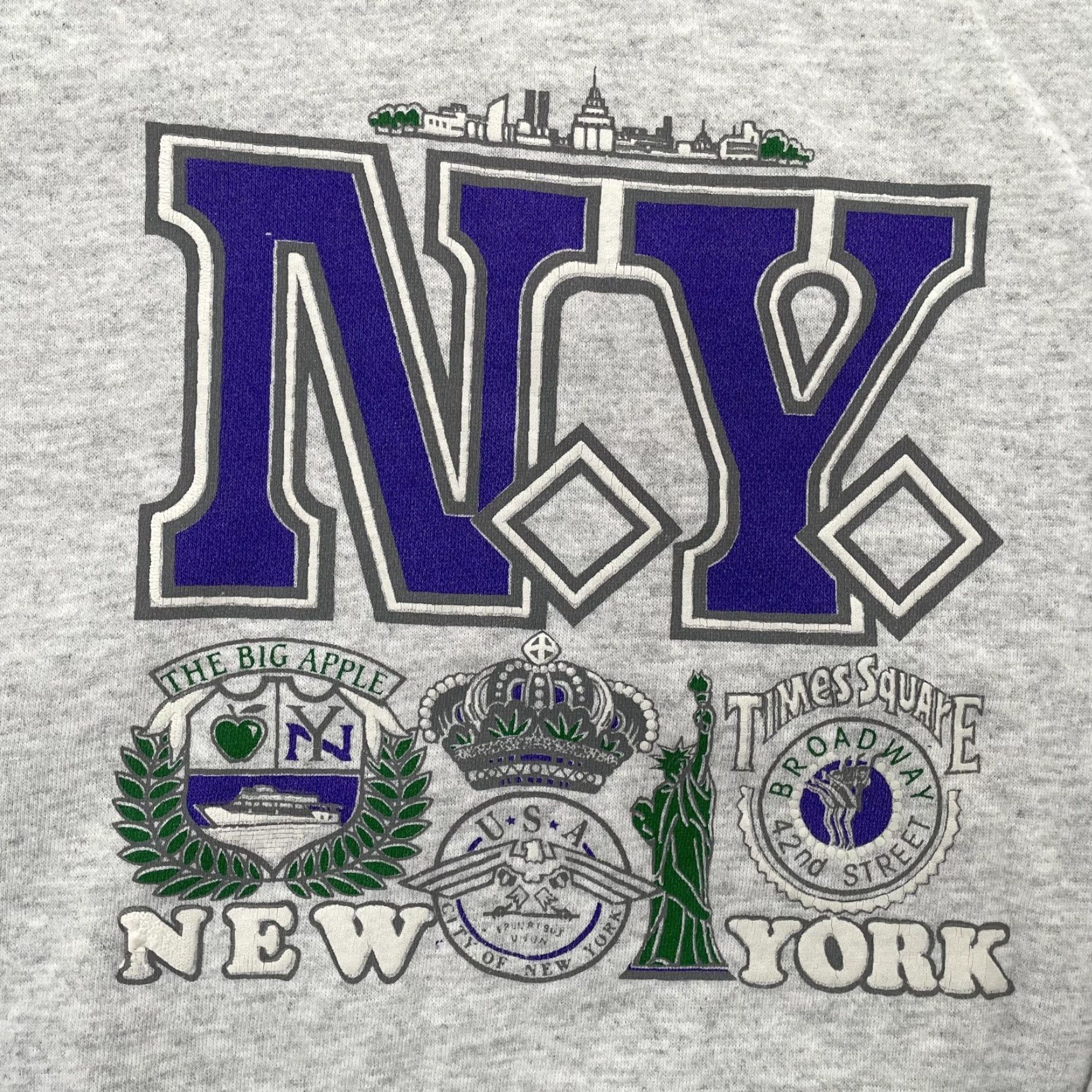 Hanes VINTAGE Hanes Sweatshirt Shirt Adult 2XL Gray Time Square Twin Towers 80s 90s USA Mens Size US XXL / EU 58 / 5 - 4 Thumbnail