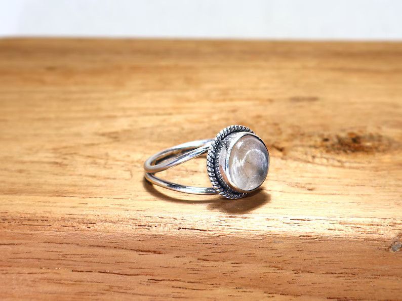 Handmade Clear Quartz Ring: 925 Silver Gemstone, April Birthstone Size ONE SIZE - 3 Thumbnail