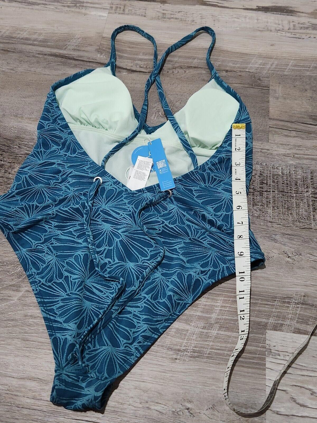 Designer Cupshe Swimsuit Medium Blue NWT one Piece Polyester Plunge Size ONE SIZE - 4 Thumbnail