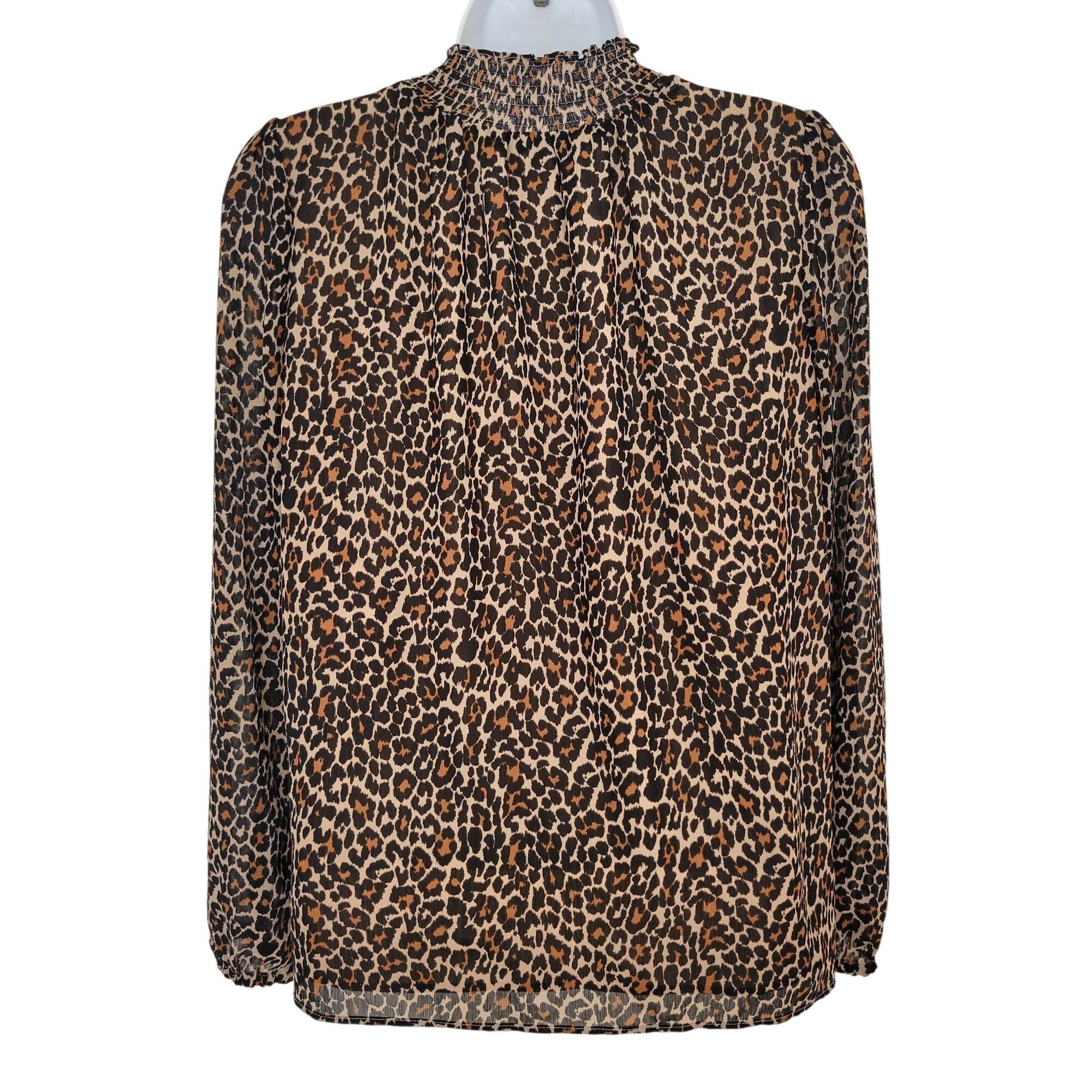 J.Crew J Crew XS Leopard Print Smocked Long Sleeve Blouse Mock High Size XS / US 0-2 / IT 36-38 - 6 Thumbnail