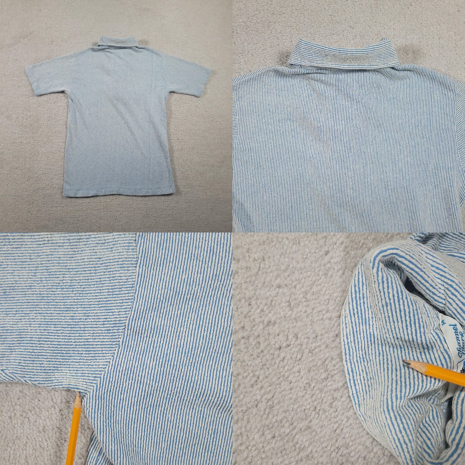 Vintage Channel Mark Polo Shirt Mens M Blue White Striped 3 Button Collared Cotton Shirt Size US M / EU 48-50 / 2 - 9 Thumbnail