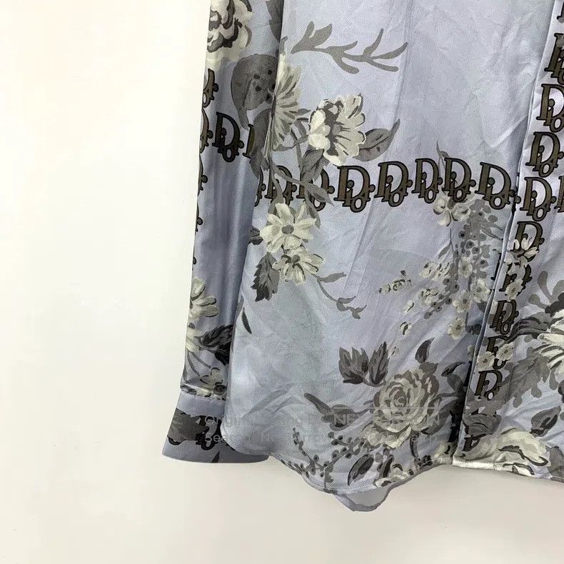 Dior Dior Blue floral logo letter printed mulberry silk lapel l Size US XXS / EU 40 - 4 Thumbnail