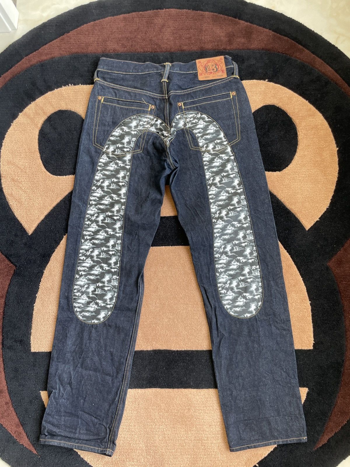 Evisu × Vintage evisu grey camo daicock style jeans size：32x34 Size US 32 / EU 48 - 1 Thumbnail