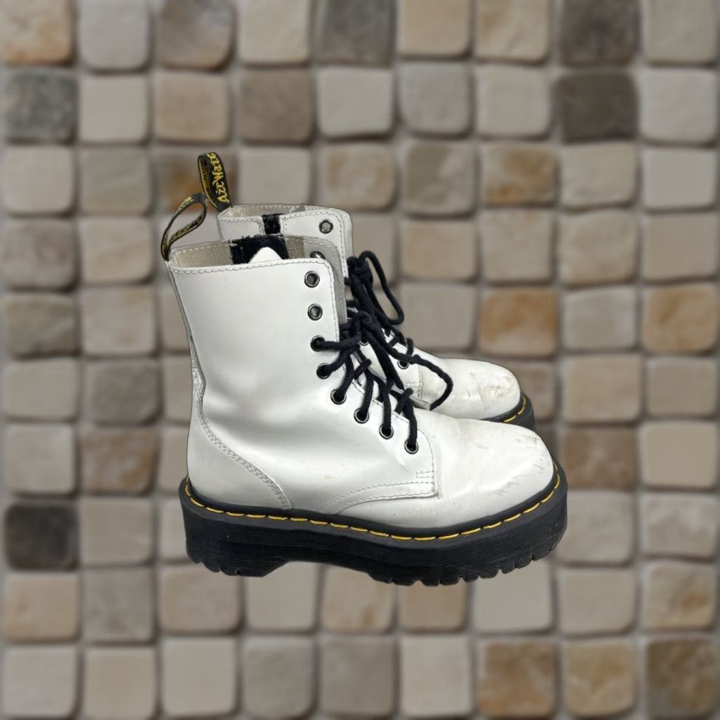 Dr. Martens Dr Martens Boots Womens Jadon White Smooth Leather Ankle Lace Up Size 37 EU 6 US Casual Combat Rubber Sole Leather Lining Mens Womens Boys Girls Size US 6 / IT 36 - 1 Thumbnail