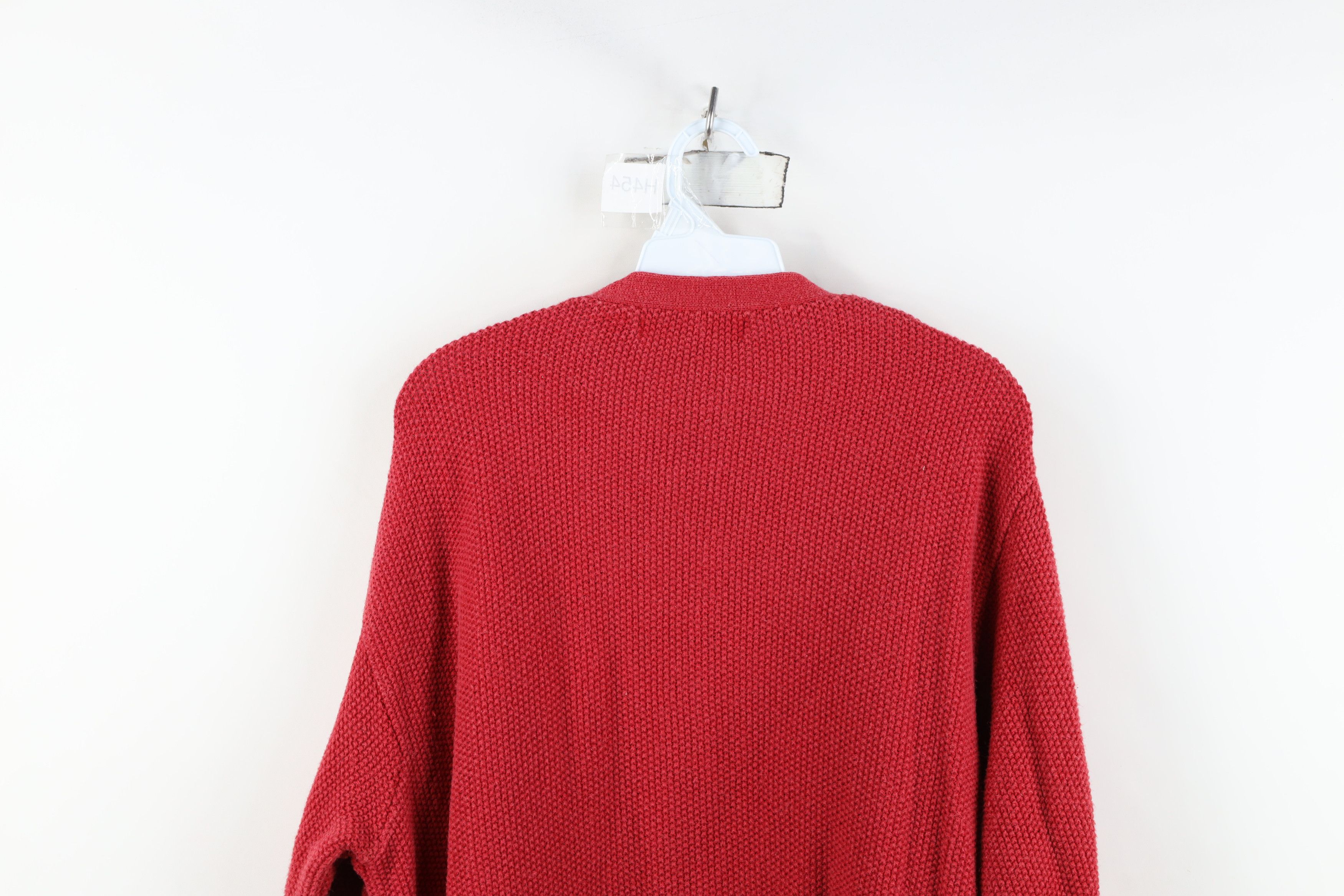 Vintage Vintage 90s Streetwear Blank Thermal Knit Henley Sweater Red Size US L / EU 52-54 / 3 - 9 Thumbnail