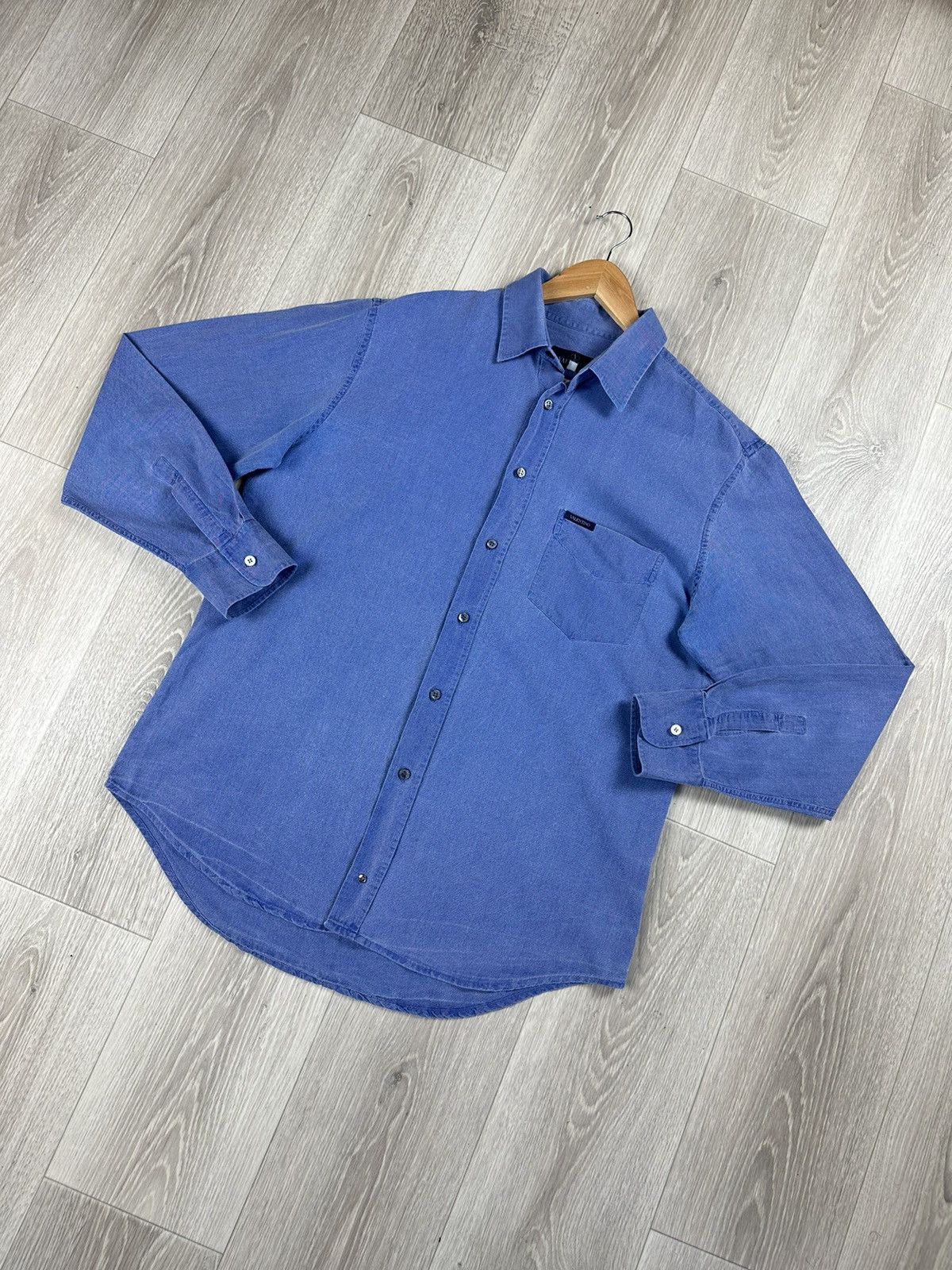 Valentino × Vintage Valentino Shirt Long Sleeve Blue Vintage Size XL Size US XL / EU 56 / 4 - 3 Thumbnail