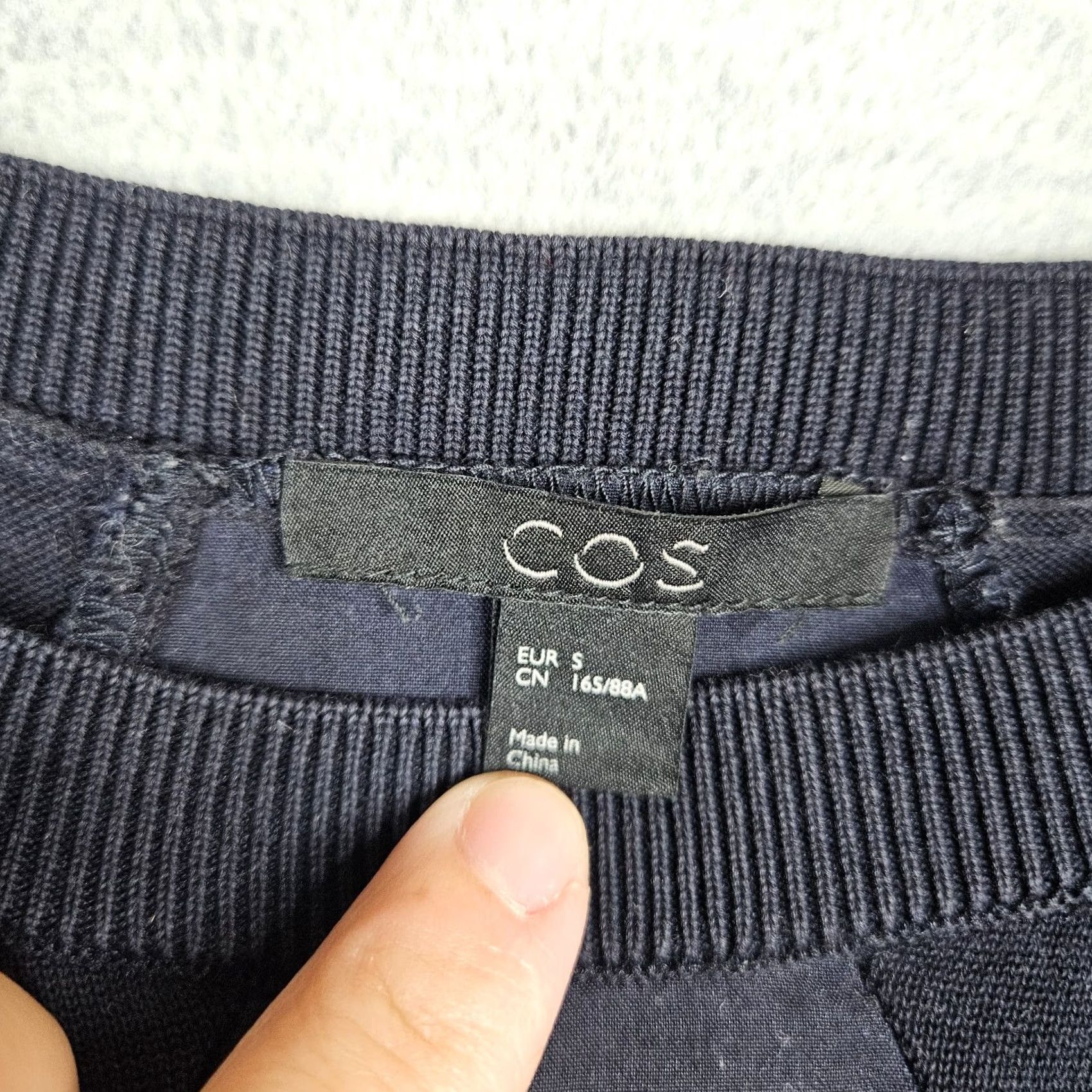Cos COS Blouse Shirt Women Long Sleeve Knit Woven Mixed Navy Blue Size S Comfort All Seasons Fall Spring Summer Winter Regular Fit Size S / US 4 / IT 40 - 5 Thumbnail