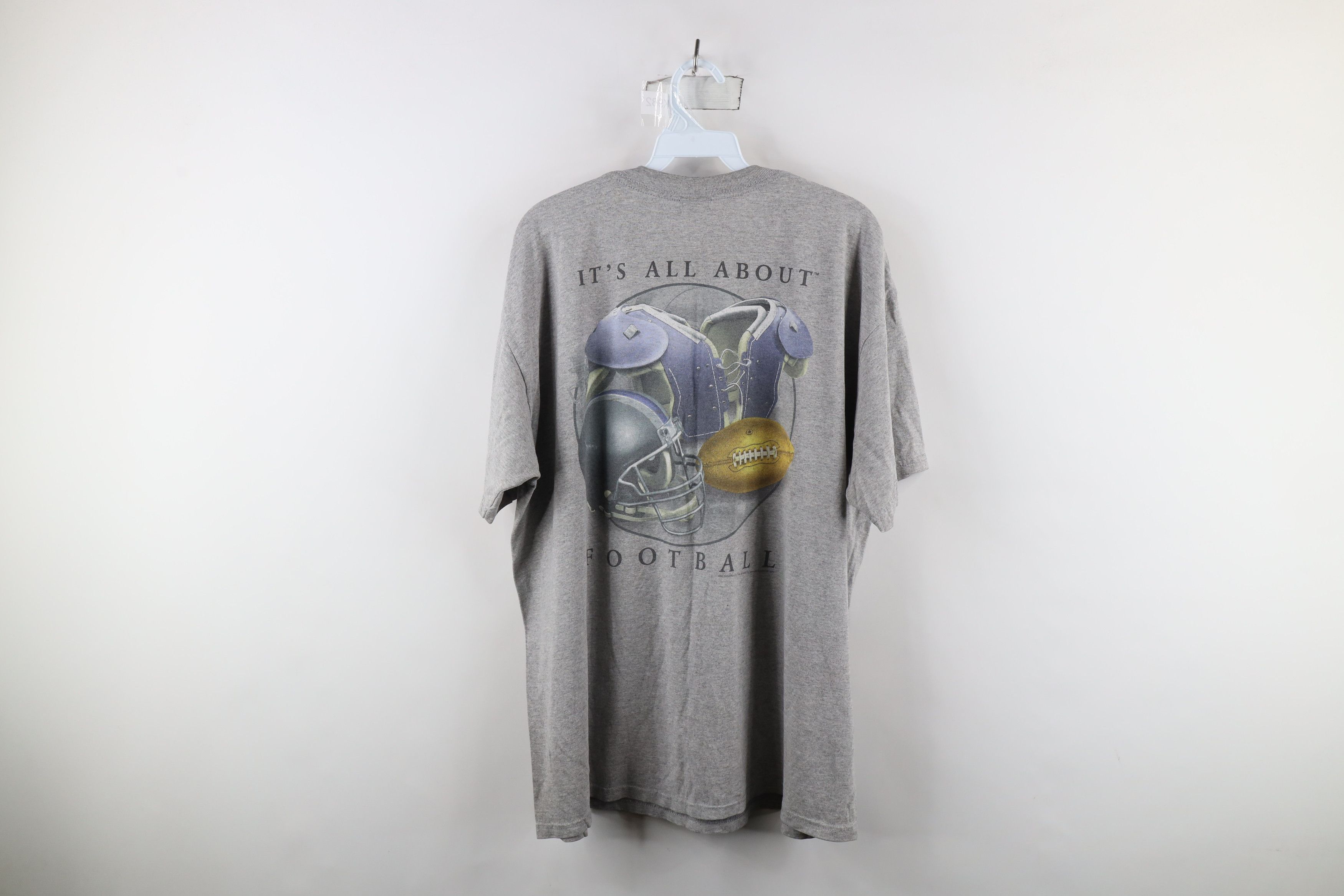 Vintage Vintage 90s Spell Out It's All About Football Sports T-Shirt Size US XL / EU 56 / 4 - 9 Thumbnail
