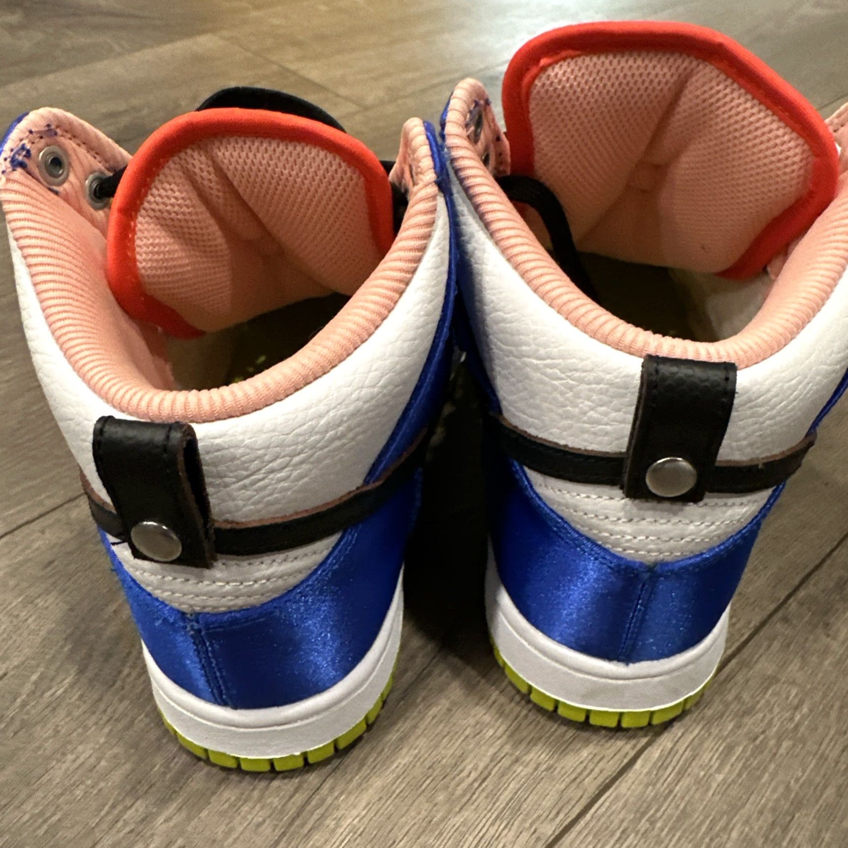 NIKE DUNK HIGH Satin Blue Atomic Green High Top Women's Size 7 Colorblock Athletic Sneaker Limited Edition