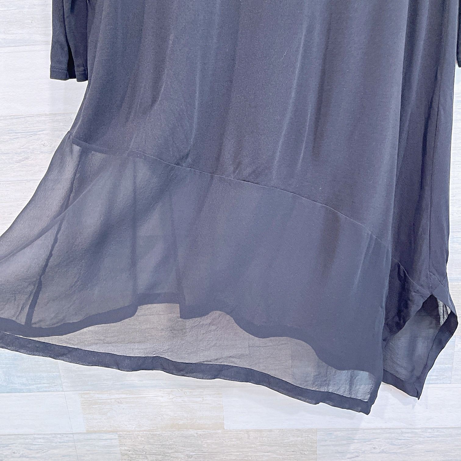 Eileen Fisher Eileen Fisher Silk Asymmetric Hem Tunic Black Womens Large Size L / US 10 / IT 46 - 3 Thumbnail