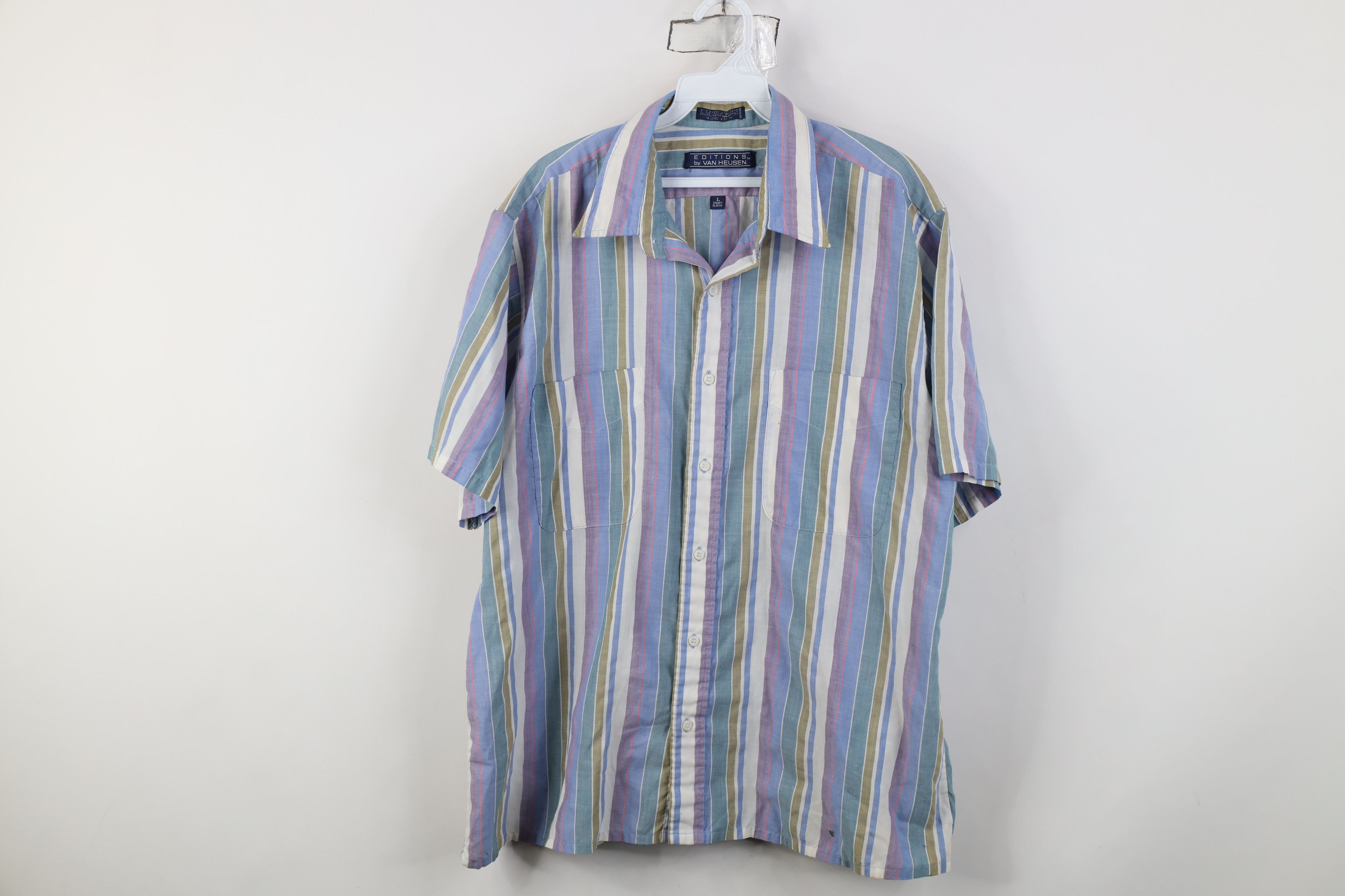 Vintage Vintage 90s Streetwear Striped Short Sleeve Button Shirt Size US L / EU 52-54 / 3 - 1 Thumbnail