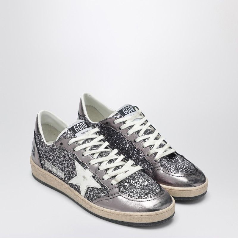 Golden Goose Ballstar Silver Glitter Sneaker