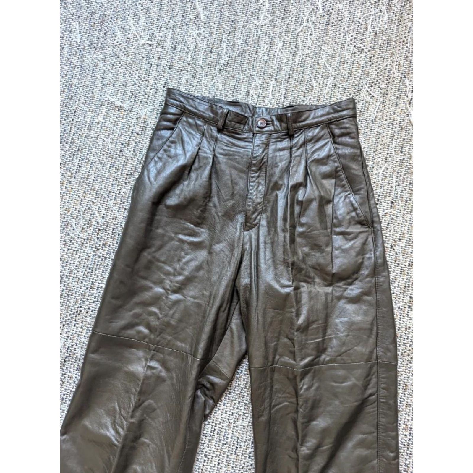 Vintage VINTAGE Saxony leather pants LAMBSKIN brown 30x32 motorcycle pants Mens XS? Size US 30 / EU 46 - 4 Thumbnail