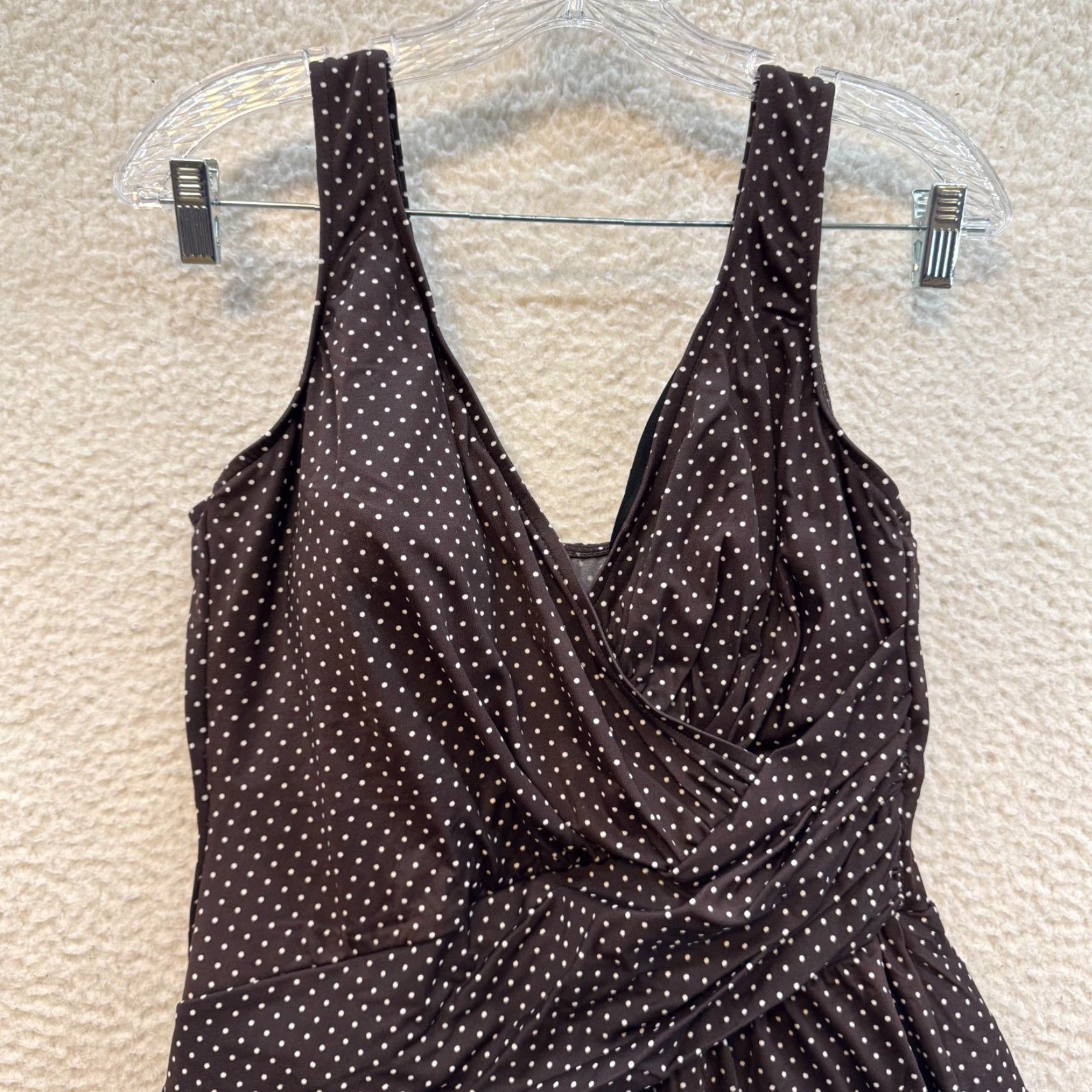 Vintage VINTAGE 90s Y2K Miraclesuit Swimsuit Dress One Piece Monokini Brown Polka Dot 20 XL Sportswear/Beach Mens Women? Size 3XL / US 20-22 - 3 Thumbnail