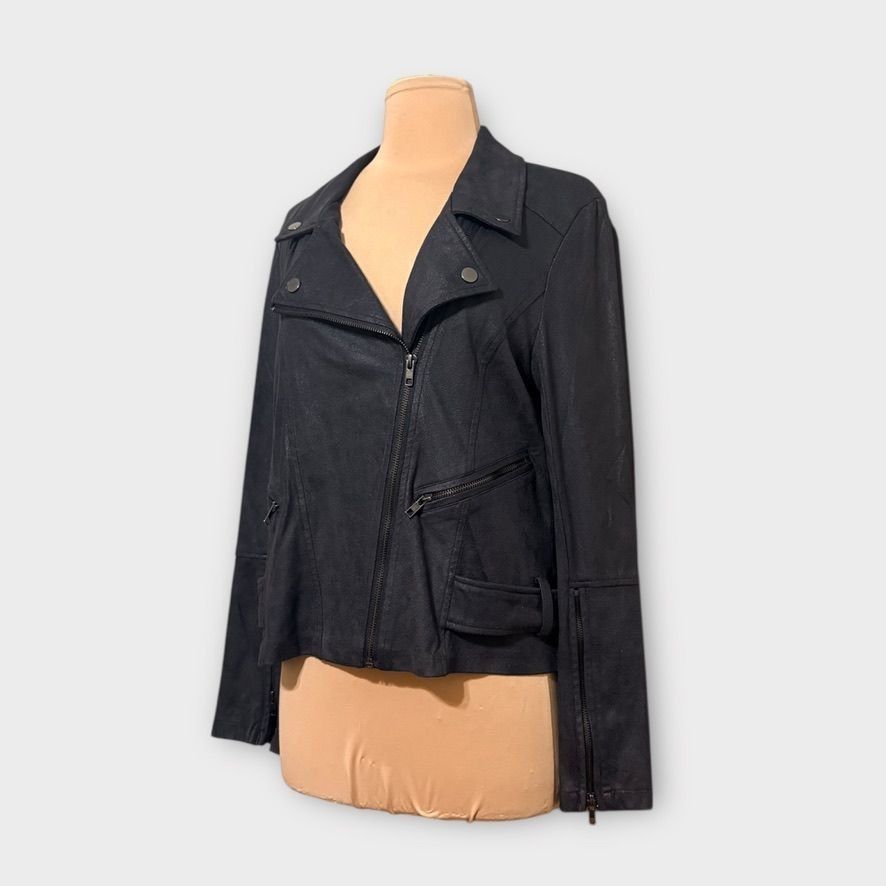 Other Faux Leather Suede Moto Jacket Medium Black Vegan Zip EUC So Size M / US 6-8 / IT 42-44 - 1 Thumbnail