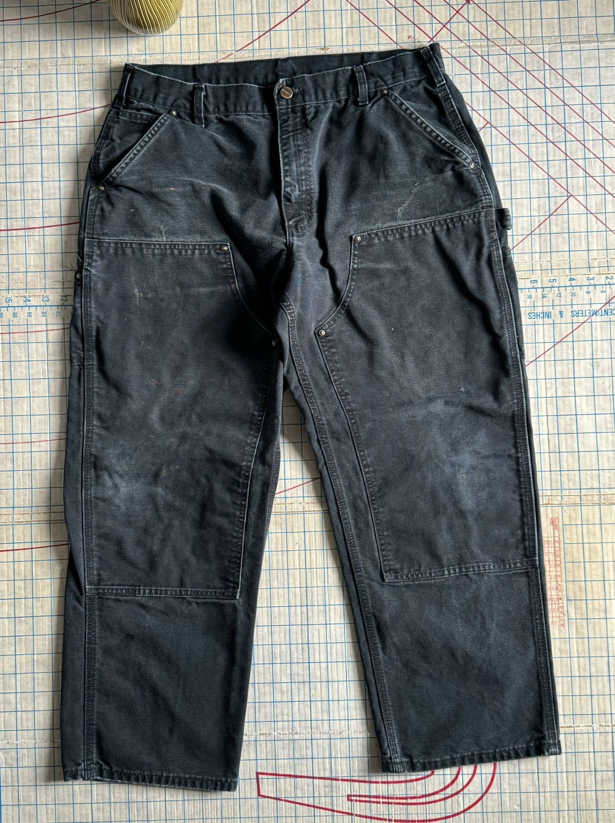 image of Carhartt Double Knee Work Pants Black Size 38, Men's