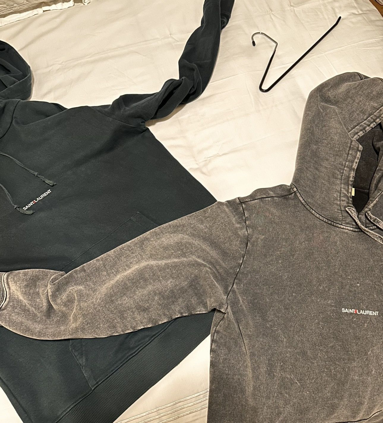 Saint Laurent Paris Saint Laurent Logo Hoodie Distressed Gray SS19 Size US M / EU 48-50 / 2 - 12 Thumbnail