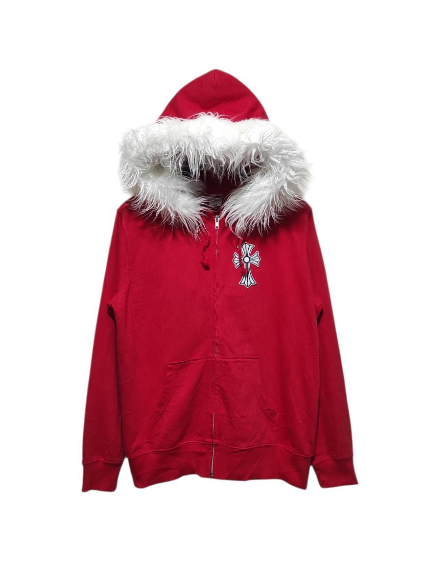 Japanese Brand Lifemax red Cross zipper fur hoodie LGB style Size US M / EU 48-50 / 2 - 1 Thumbnail
